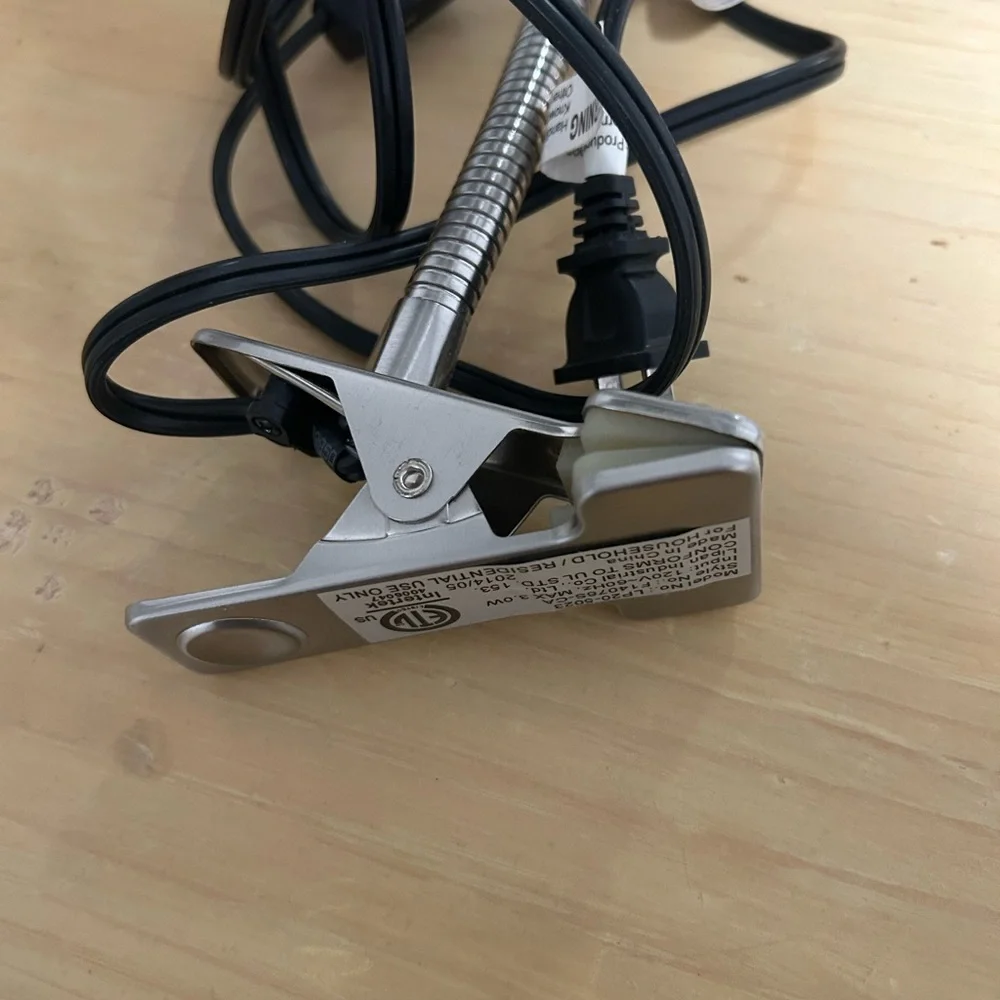 Silver Clip-On Desk Lamp